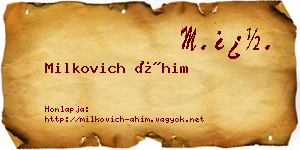 Milkovich Áhim névjegykártya